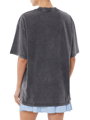 ΓΥΝΑΙΚΕΙΟ OVERSIZED T-SHIRT | Γκρι Σκούρο XS