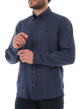 ΑΝΔΡΙΚΟ ΛΙΝΟ ΠΟΥΚΑΜΙΣΟ | Μπλε Σκούρο XL