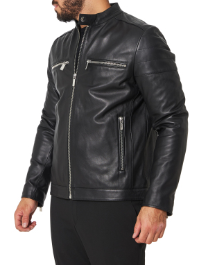 ΑΝΔΡΙΚΟ ΔΕΡΜΑΤΙΝΟ JACKET | Μαύρο IT 52
