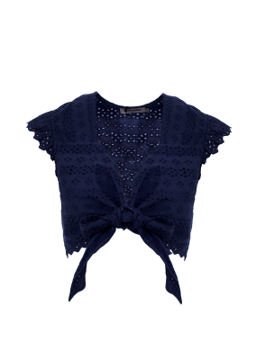 ΓΥΝΑΙΚΕΙΟ CROP ΤΟΠ BRODERIE | Μπλε MPLE S