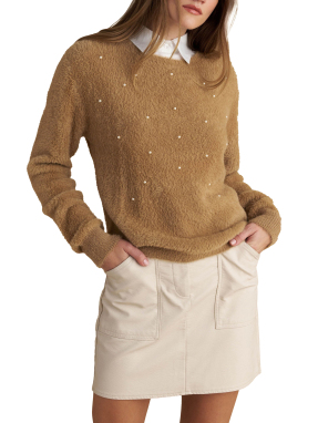 ΓΥΝΑΙΚΕΙΟ ΠΛΕΚΤΟ ΠΟΥΛΟΒΕΡ | Καφέ Ανοιχτό S