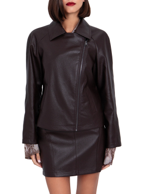 ΓΥΝΑΙΚΕΙΟ ΔΕΡΜΑΤΙΝΟ ΤΖΑΚΕΤ | Καφέ S