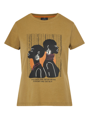 ΓΥΝΑΙΚΕΙΟ T-SHIRT ΜΕ ΤΥΠΩΜΑ | Χακί S