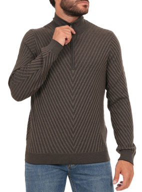 ΑΝΔΡΙΚΟ HALF-ZIP ΠΟΥΛΟΒΕΡ | Καφέ Σκούρο XL