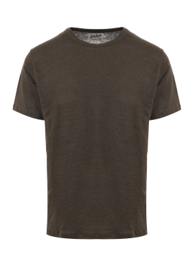 ΑΝΔΡΙΚΟ ΛΙΝΟ T-SHIRT | Καφέ Σκούρο XXXL