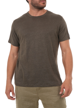 ΑΝΔΡΙΚΟ ΛΙΝΟ T-SHIRT | Καφέ Σκούρο XXXL