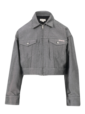 ΓΥΝΑΙΚΕΙΟ DENIM BOMBER JACKET | Γκρι Σκούρο S