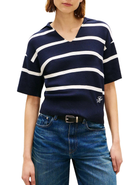 ΓΥΝΑΙΚΕΙΟ ΠΛΕΚΤΟ T-SHIRT | Μπλε Σκούρο M