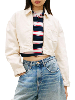ΓΥΝΑΙΚΕΙΟ DENIM CROPPED JACKET | Μπεζ S