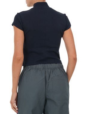 ΓΥΝΑΙΚΕΙΟ T-SHIRT ΜΕ ΦΕΡΜΟΥΑΡ | Μπλε Σκούρο S