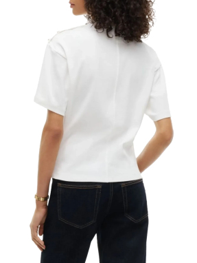 ΓΥΝΑΙΚΕΙΟ T-SHIRT ΜΕ ΧΡΥΣΑ ΚΟΥΜΠΙΑ | Εκρού S