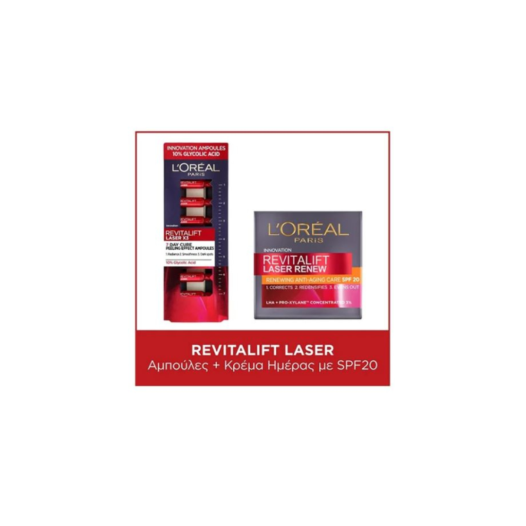 SKINCARE ROUTINE REVITALIFT LASER GLYCOLIC ACID AMPOULES & DAY CREAM WITH SPF20 0