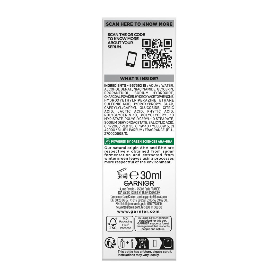 PURE ACTIVE AHA+ BHA CHARCOAL ANTI IMPERFECTION SERUM 1