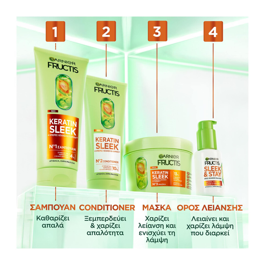 FRUCTIS KERATIN SLEEK ΟΡΟΣ ΛΕΙΑΝΣΗΣ & ΛΑΜΨΗΣ 7