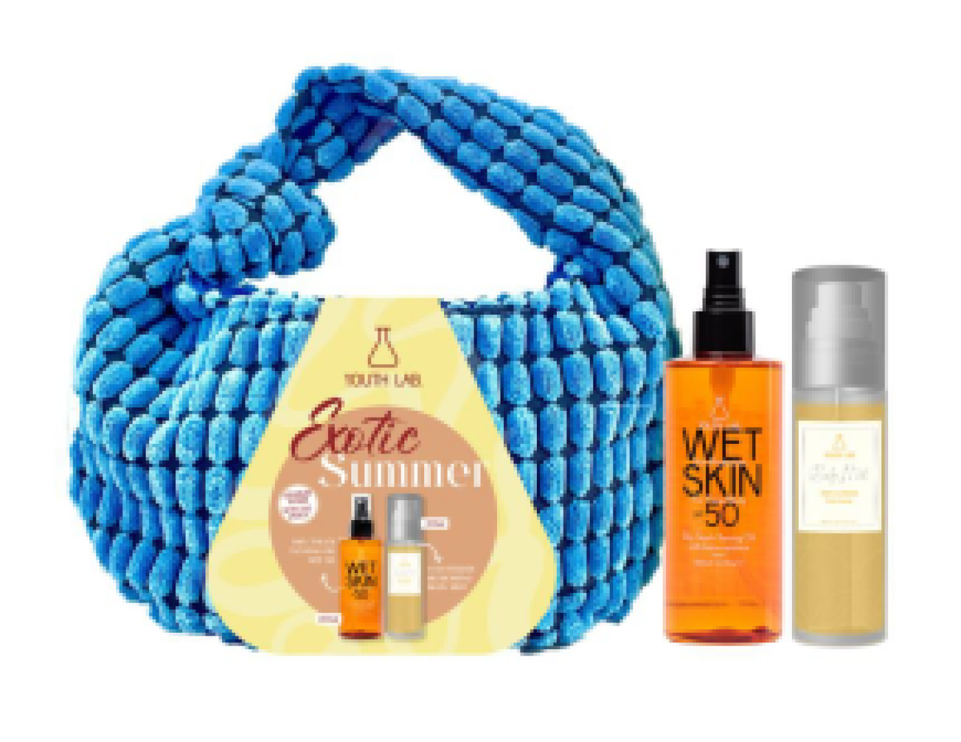 SUMMER SET 2026 VALUE SET BLUE POUCH- WET SKIN SPF50 & BODY MIST EXOTIC SUNRISE 0
