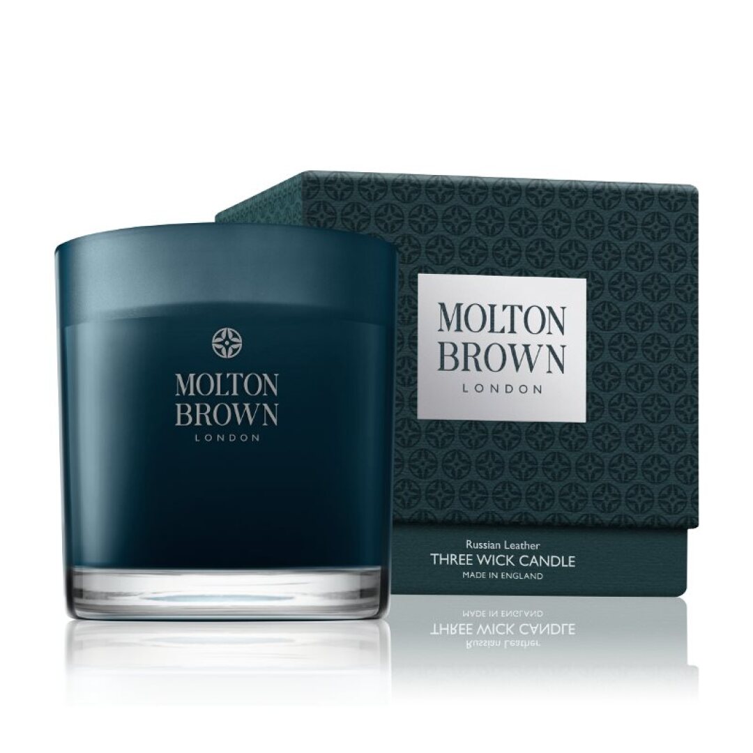 MOLTON BROWN RUSSIAN LEATHER THREE WICK CANDLE attica