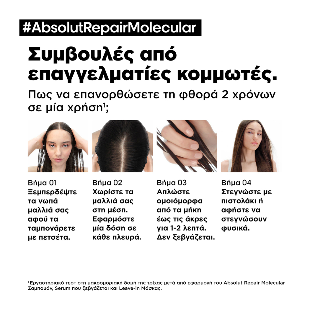 ABSOLUT REPAIR MOLECULAR LEAVE-IN ΜΑΣΚΑ ΜΟΡΙΑΚΗΣ ΕΠΑΝΟΡΘΩΣΗΣ ΓΙΑ ΤΑΛΑΙΠΩΡΗΜΕΝΑ ΜΑΛΛΙΑ 12