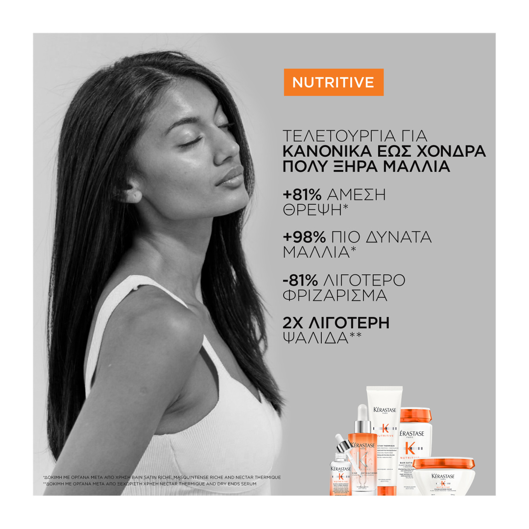 NUTRITIVE BAIN SATIN RICHE ΣΑΜΠΟΥΑΝ ΜΕ ΘΡΕΠΤΙΚΑ ΣΥΣΤΑΤΙΚΑ ΓΙΑ ΠΟΛΥ ΞΗΡΑ ΜΑΛΛΙΑ 2