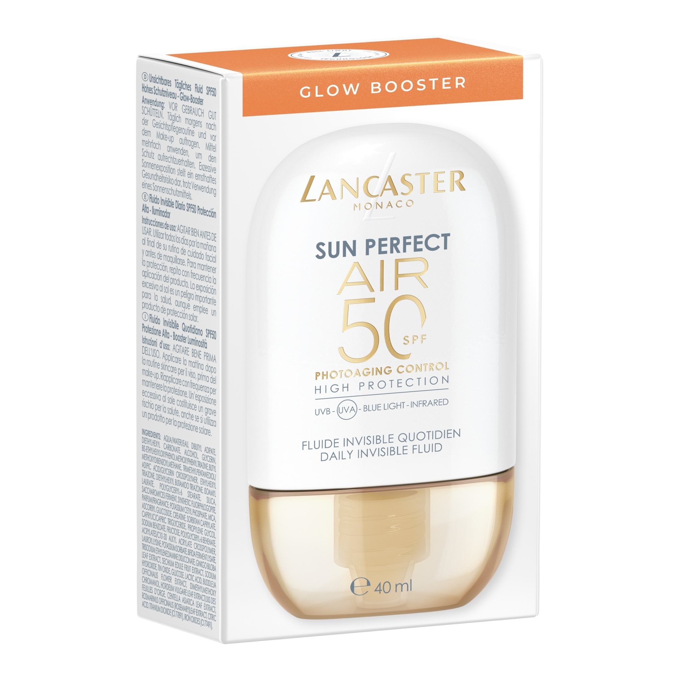 LANCASTER SUN PERFECT AIR DAILY INVISIBLE FLUID SPF50 GLOW BOOSTER 2