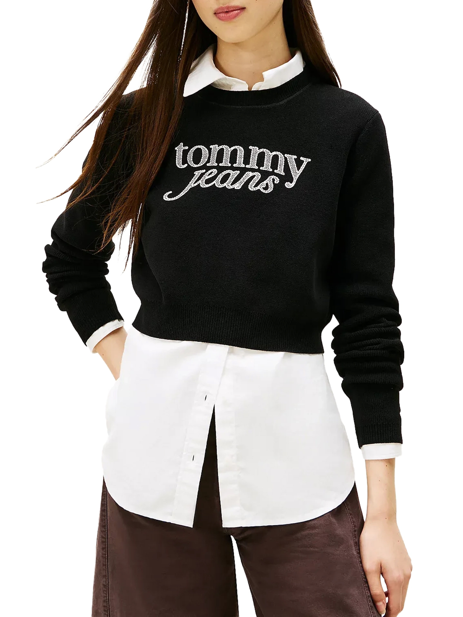 TJW CROP CHENILLE SCRIPT SWEATER 1