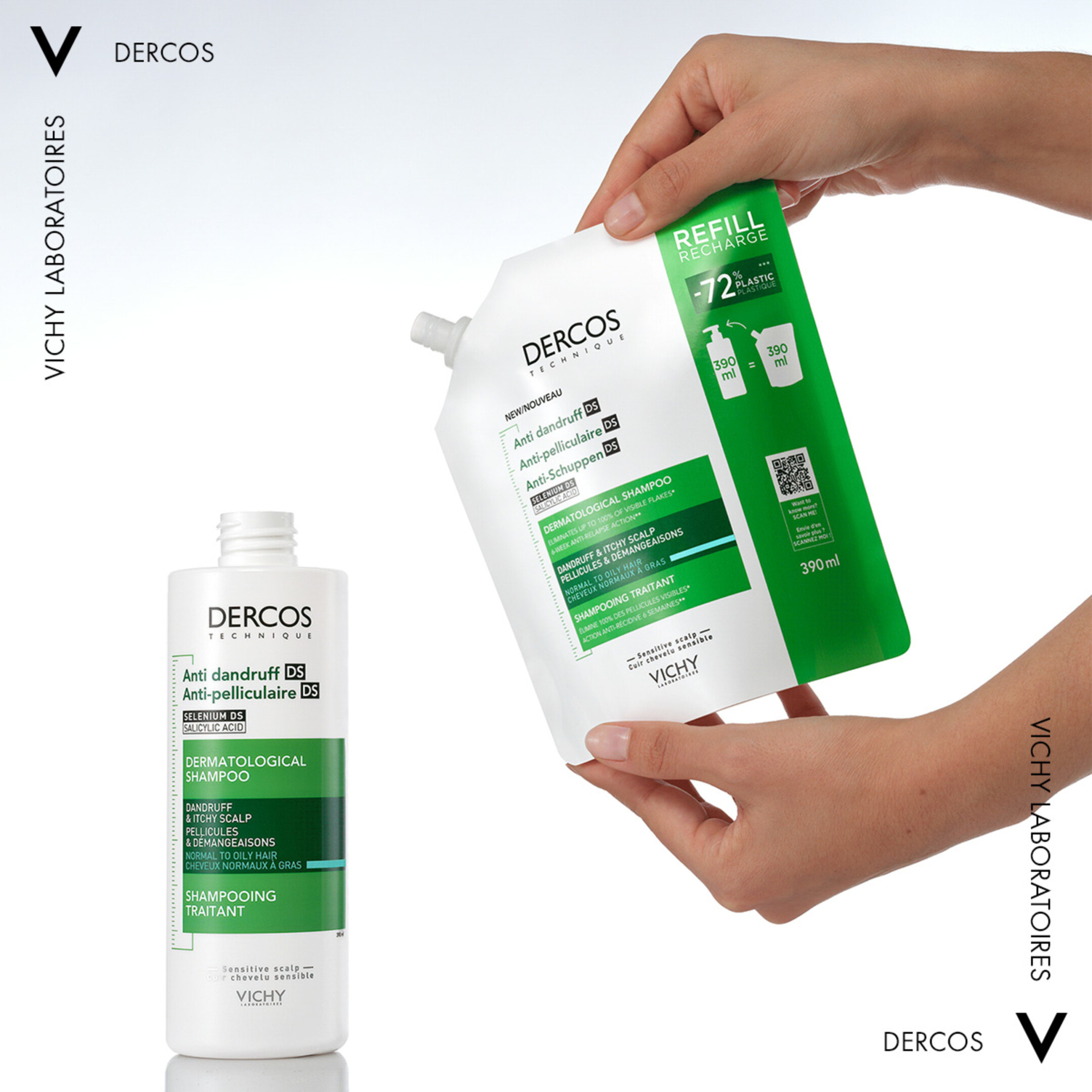 DERCOS ANTI-DANDRUFF DS ΣΑΜΠΟΥΑΝ ΚΑΤΑ ΤΗΣ ΞΗΡΟΔΕΡΜΙΑΣ, ΤΗΣ ΠΙΤΥΡΙΔΑΣ ΚΑΙ ΤΟΥ ΚΝΗΣΜΟΥ ΓΙΑ ΚΑΝΟΝΙΚΑ - ΛΙΠΑΡΑ ΜΑΛΛΙΑ REFILL 1