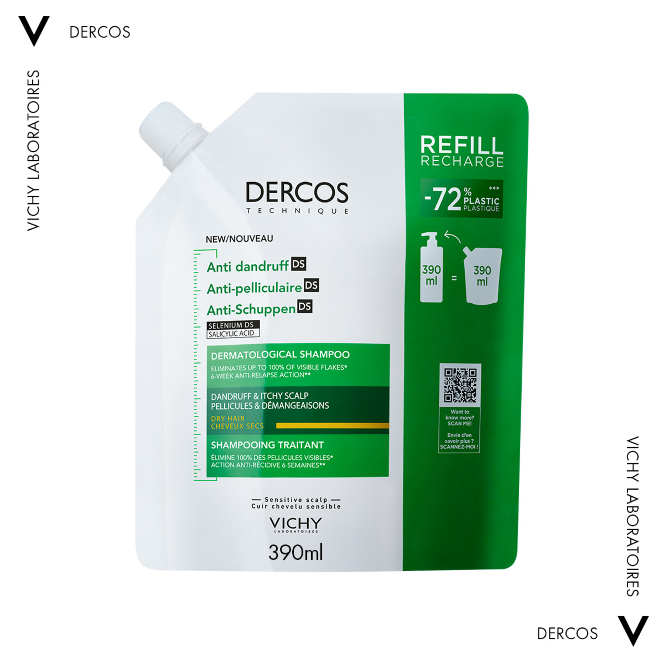 DERCOS ANTI-DANDRUFF DS ΣΑΜΠΟΥΑΝ ΚΑΤΑ ΤΗΣ ΞΗΡΟΔΕΡΜΙΑΣ, ΤΗΣ ΠΙΤΥΡΙΔΑΣ ΚΑΙ ΤΟΥ ΚΝΗΣΜΟΥ ΓΙΑ ΞΗΡΑ ΜΑΛΛΙΑ ECO REFILL 0