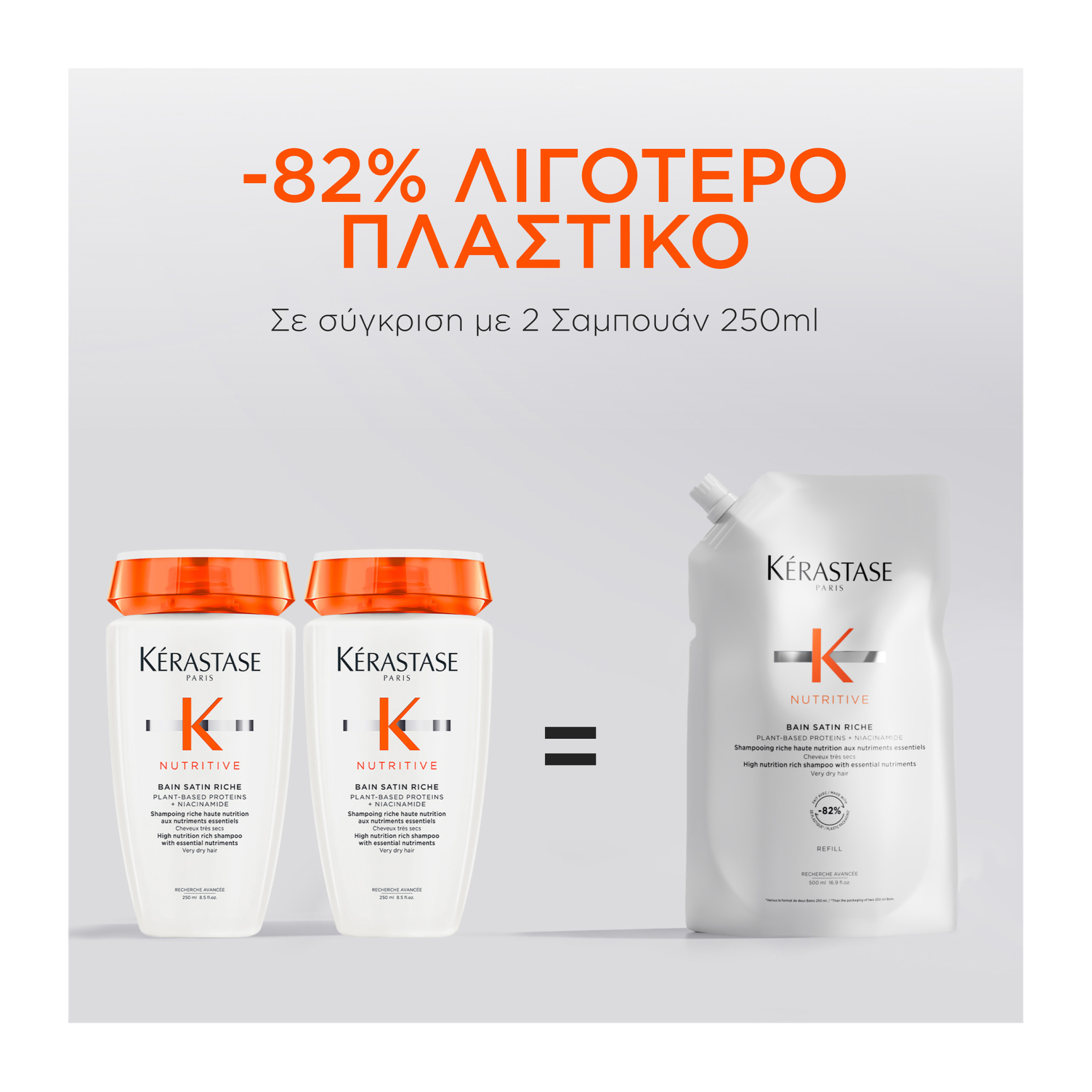 NUTRITIVE REFILL ΣΑΜΠΟΥΑΝ BAIN SATIN RICHE ΓΙΑ ΞΗΡΑ ΜΑΛΛΙΑ 2
