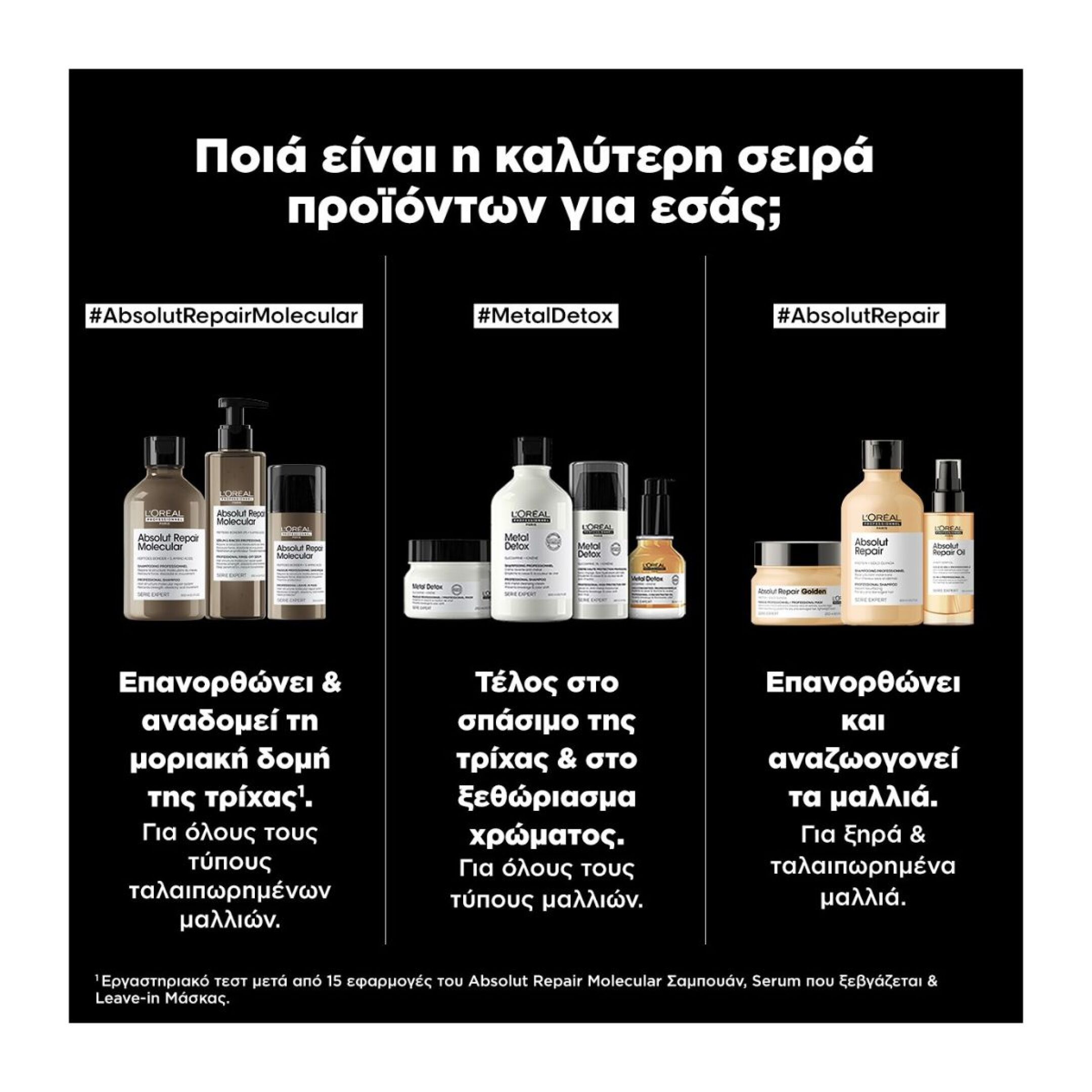 ABSOLUT REPAIR MOLECULAR ΣΑΜΠΟΥΑΝ ΜΟΡΙΑΚΗΣ ΕΠΑΝΟΡΘΩΣΗΣ ΧΩΡΙΣ ΘΕΙΙΚΑ ΑΛΑΤΑ ΓΙΑ ΤΑΛΑΙΠΩΡΗΜΕΝΑ ΜΑΛΛΙΑ  18