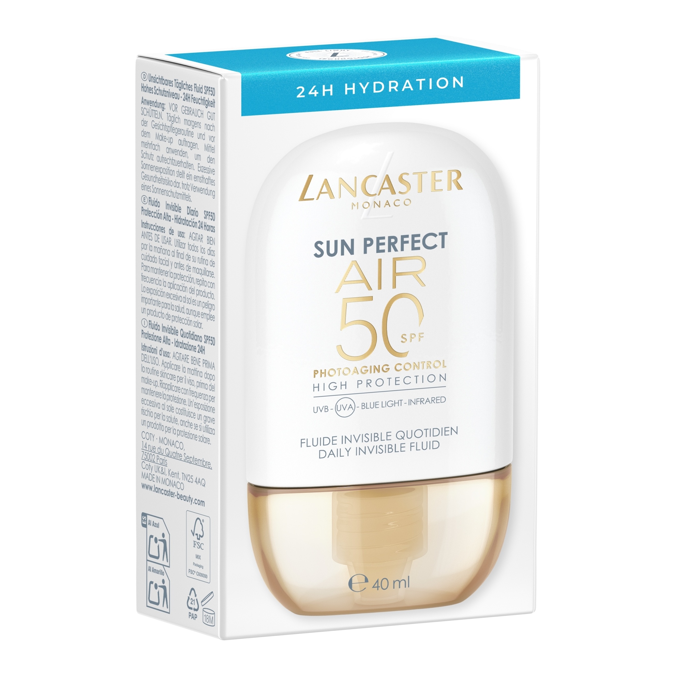 LANCASTER SUN PERFECT AIR DAILY INVISIBLE FLUID SPF50 24H HYDRATION 2