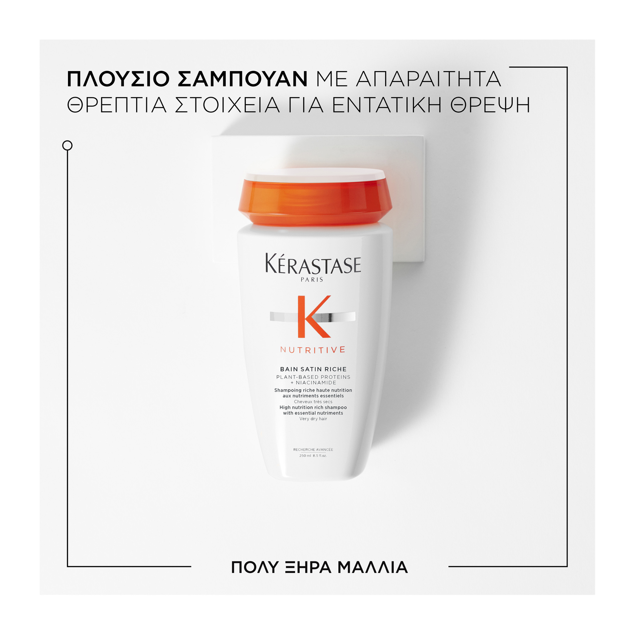 NUTRITIVE BAIN SATIN RICHE ΣΑΜΠΟΥΑΝ ΜΕ ΘΡΕΠΤΙΚΑ ΣΥΣΤΑΤΙΚΑ ΓΙΑ ΠΟΛΥ ΞΗΡΑ ΜΑΛΛΙΑ 13
