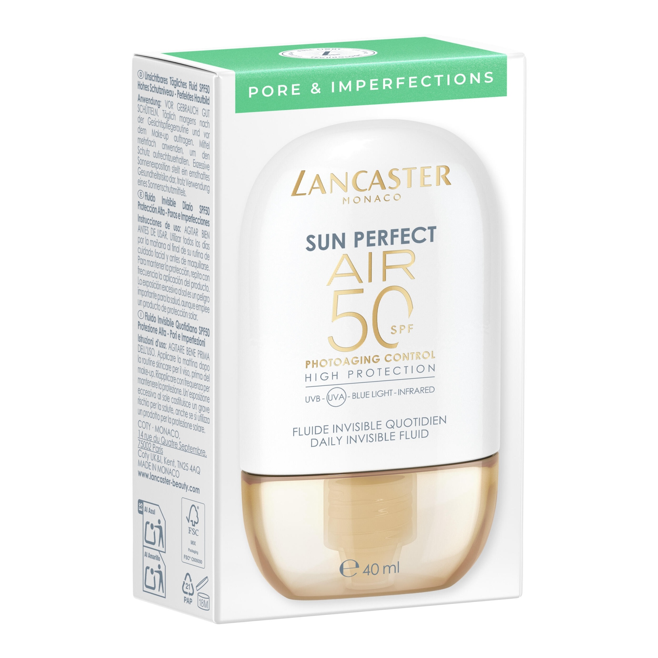 LANCASTER SUN PERFECT AIR DAILY INVISIBLE FLUID SPF50 PORE & IMPERFECTIONS 2