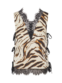 ΓΥΝΑΙΚΕΙΟ ΤΟΠ PRINTED STRETCH SATIN | Μπεζ EU 38