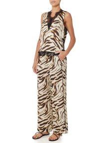 ΓΥΝΑΙΚΕΙΟ ΤΟΠ PRINTED STRETCH SATIN | Μπεζ EU 38