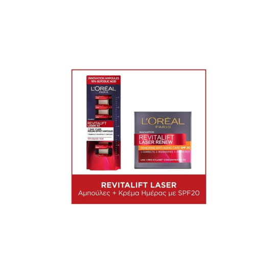 SKINCARE ROUTINE REVITALIFT LASER GLYCOLIC ACID AMPOULES & DAY CREAM WITH SPF20 0