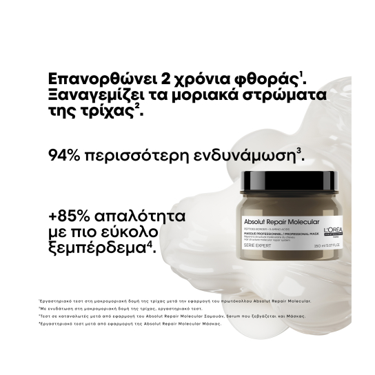 ABSOLUT REPAIR MOLECULAR ΜΑΣΚΑ ΜΟΡΙΑΚΗΣ ΕΠΑΝΟΡΘΩΣΗΣ ΓΙΑ ΤΑΛΑΙΠΩΡΗΜΕΝΑ ΜΑΛΛΙΑ 1