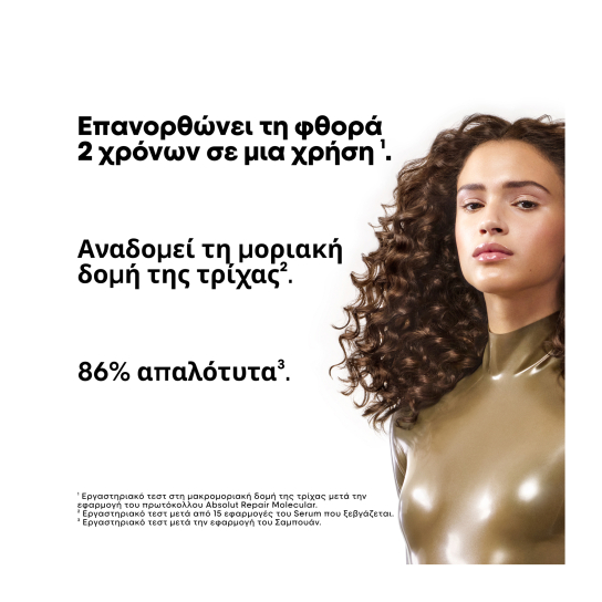 ABSOLUT REPAIR MOLECULAR ΣΑΜΠΟΥΑΝ ΜΟΡΙΑΚΗΣ ΕΠΑΝΟΡΘΩΣΗΣ ΧΩΡΙΣ ΘΕΙΙΚΑ ΑΛΑΤΑ ΓΙΑ ΤΑΛΑΙΠΩΡΗΜΕΝΑ ΜΑΛΛΙΑ  1